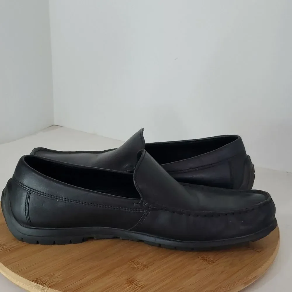 Ecco Men's Classic Black Leather Slip-Ons EU 42 Extra Width
